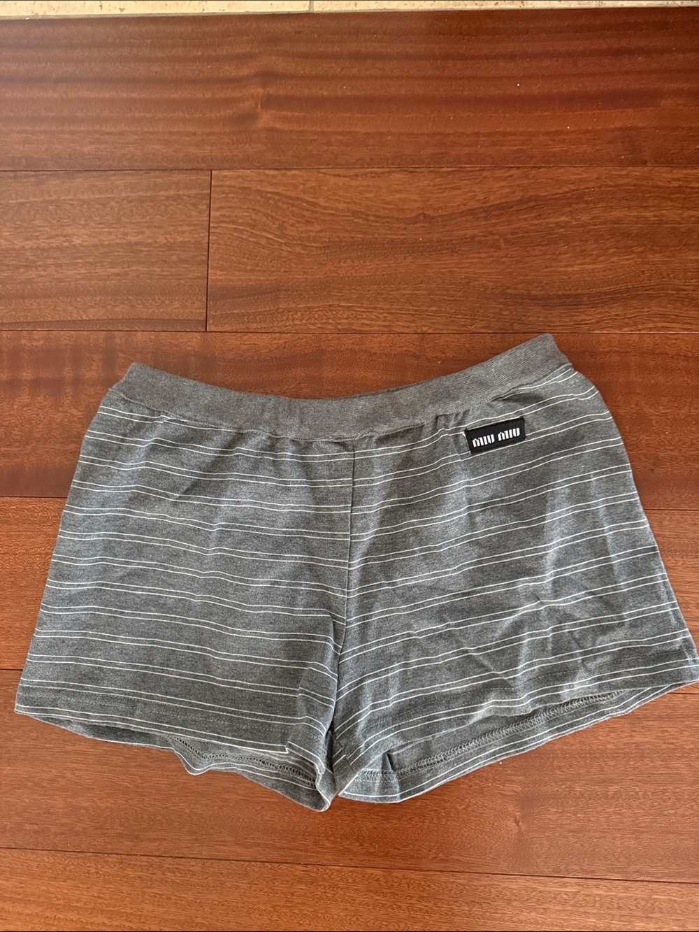 Miu Miu Gray Striped Athletic Shorts